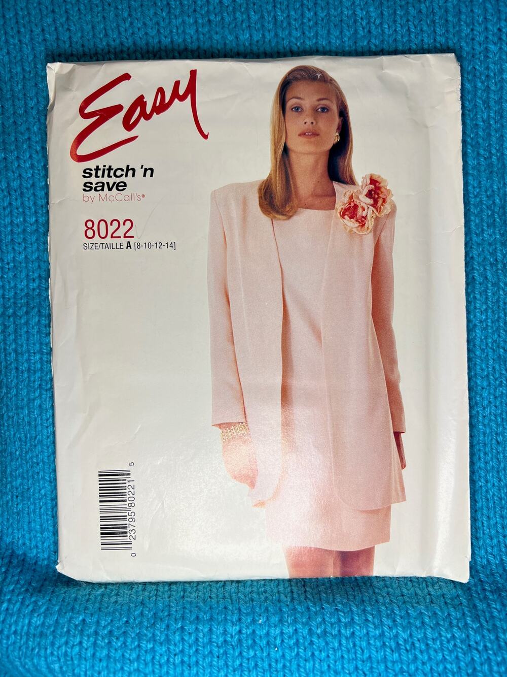 McCalls 8022 Sewing pattern Suit dress blazer 1980s size 8 10 12 14